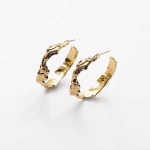 Irregular Textured Gold Hoop Earrings
